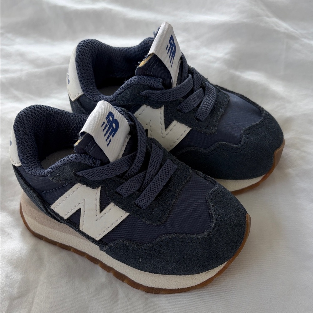 New Balance Kids Navy and White Sneakers